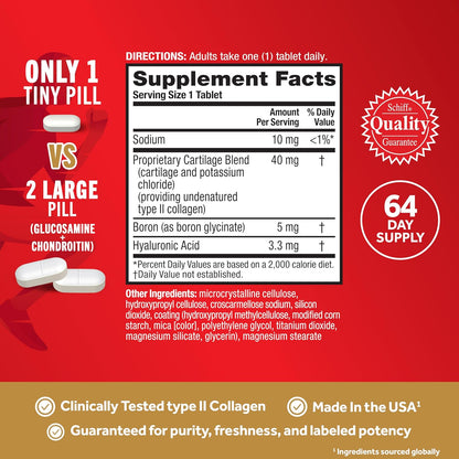 Move Free Ultra Triple Action Joint Support – Type II Collagen, Boron & Hyaluronic Acid, 64 Tablets