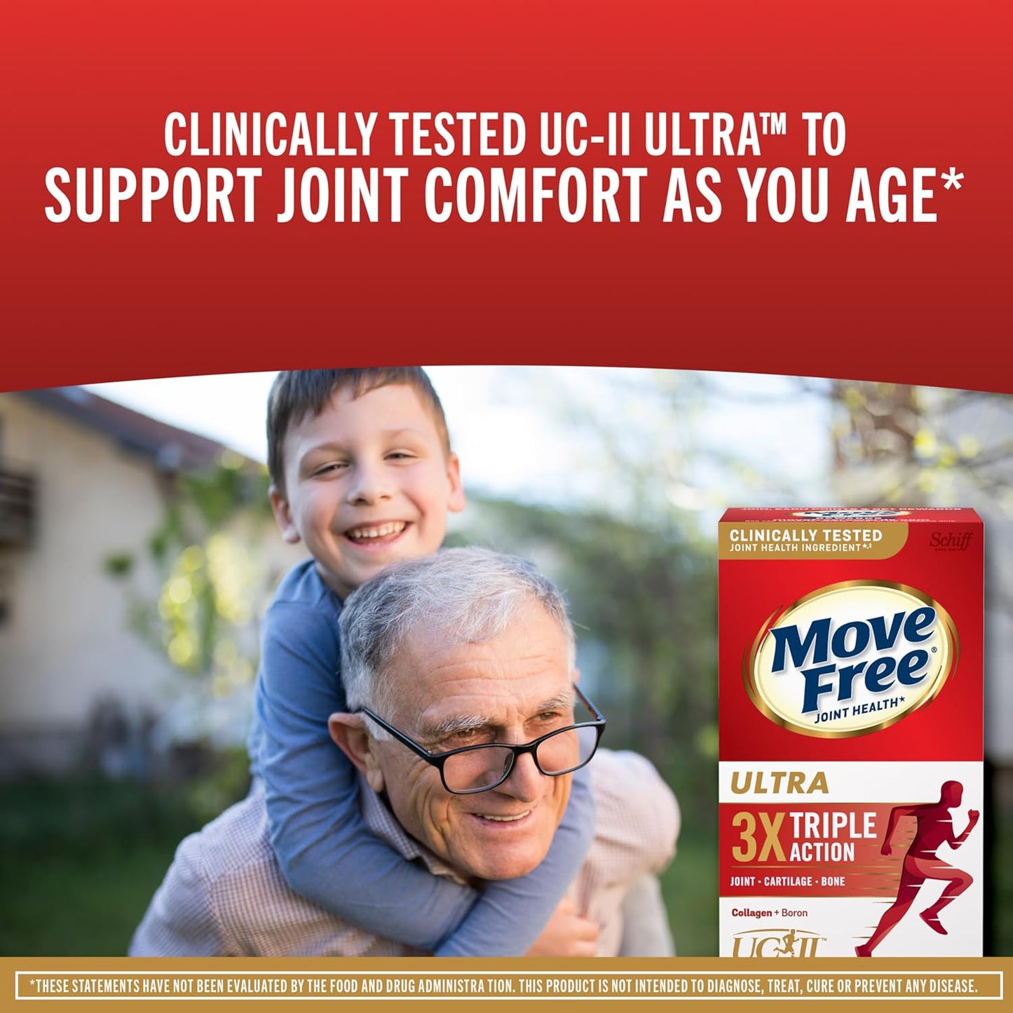 Move Free Ultra Triple Action Joint Support – Type II Collagen, Boron & Hyaluronic Acid, 64 Tablets