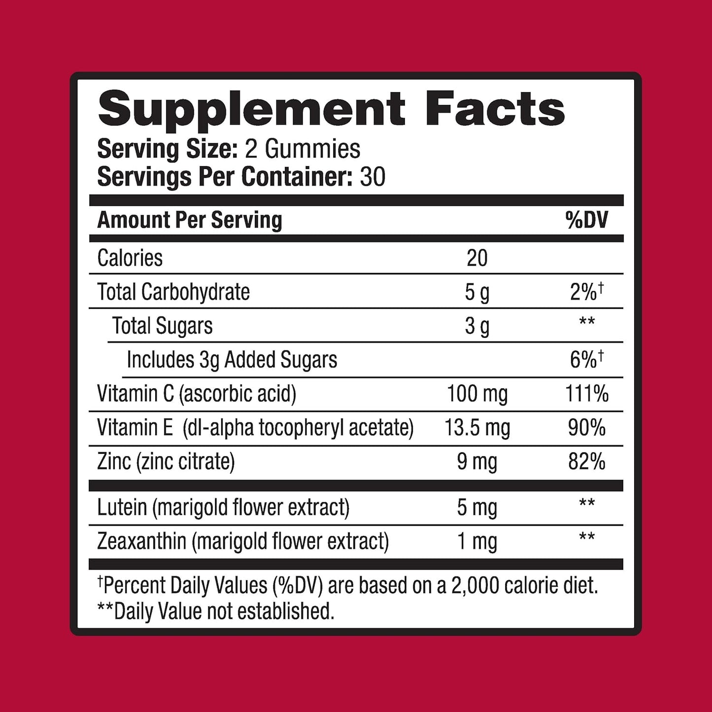 Ocuvite Eye Vitamin Gummies – Vision Support with Lutein, Zeaxanthin, Zinc, Vitamin C & E, 60 Gummies