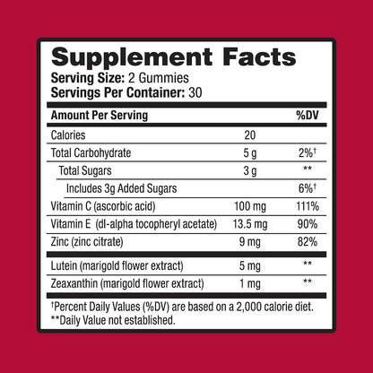 Ocuvite Eye Vitamin Gummies – Vision Support with Lutein, Zeaxanthin, Zinc, Vitamin C & E, 60 Gummies