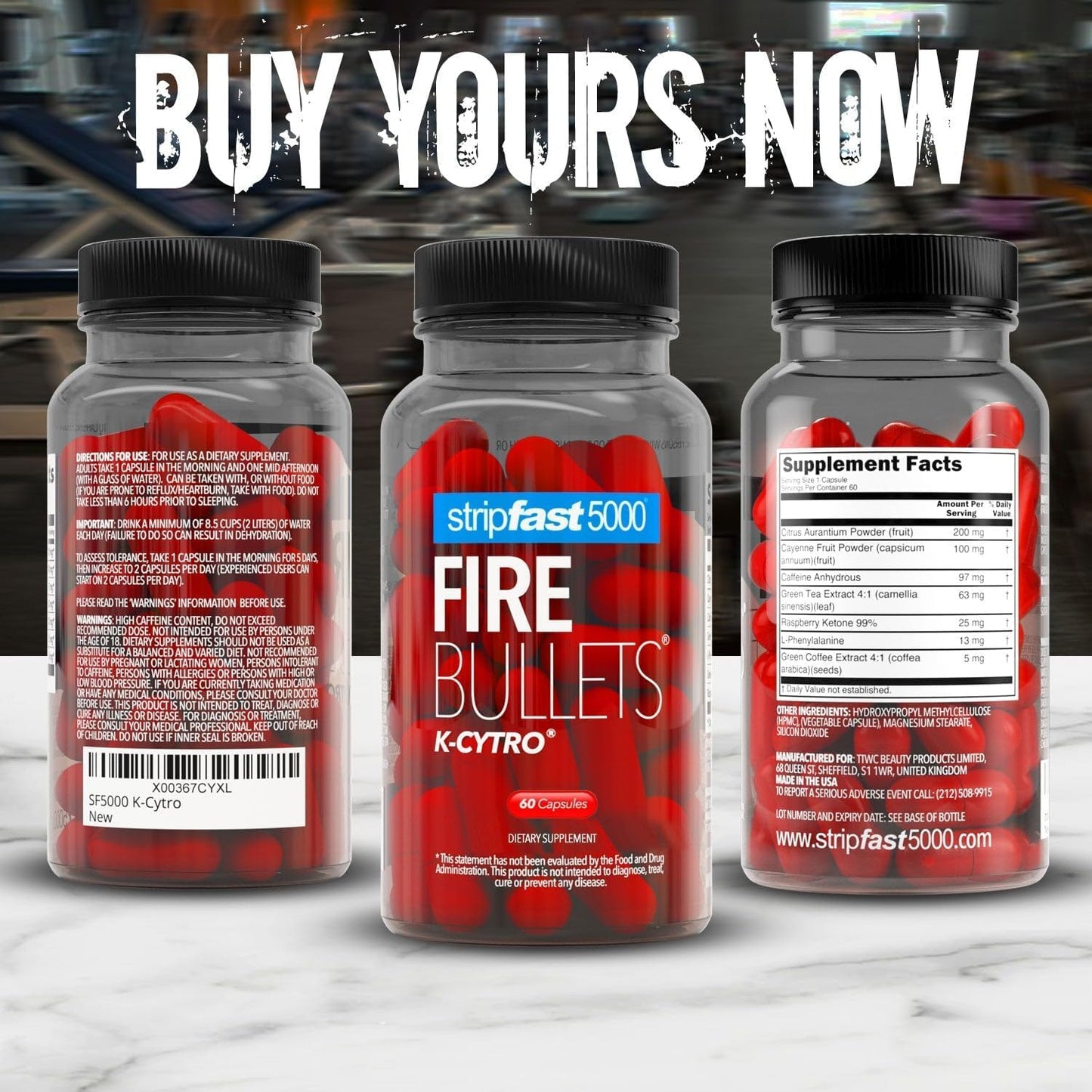 Stripfast5000 Fire Bullets Capsules – Dietary Supplement with K-CYTRO for Women & Men