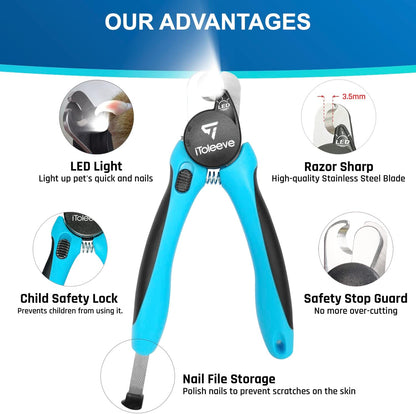LED Dog & Cat Nail Clipper – Illuminated Pet Nail Trimmer with Quick Sensor