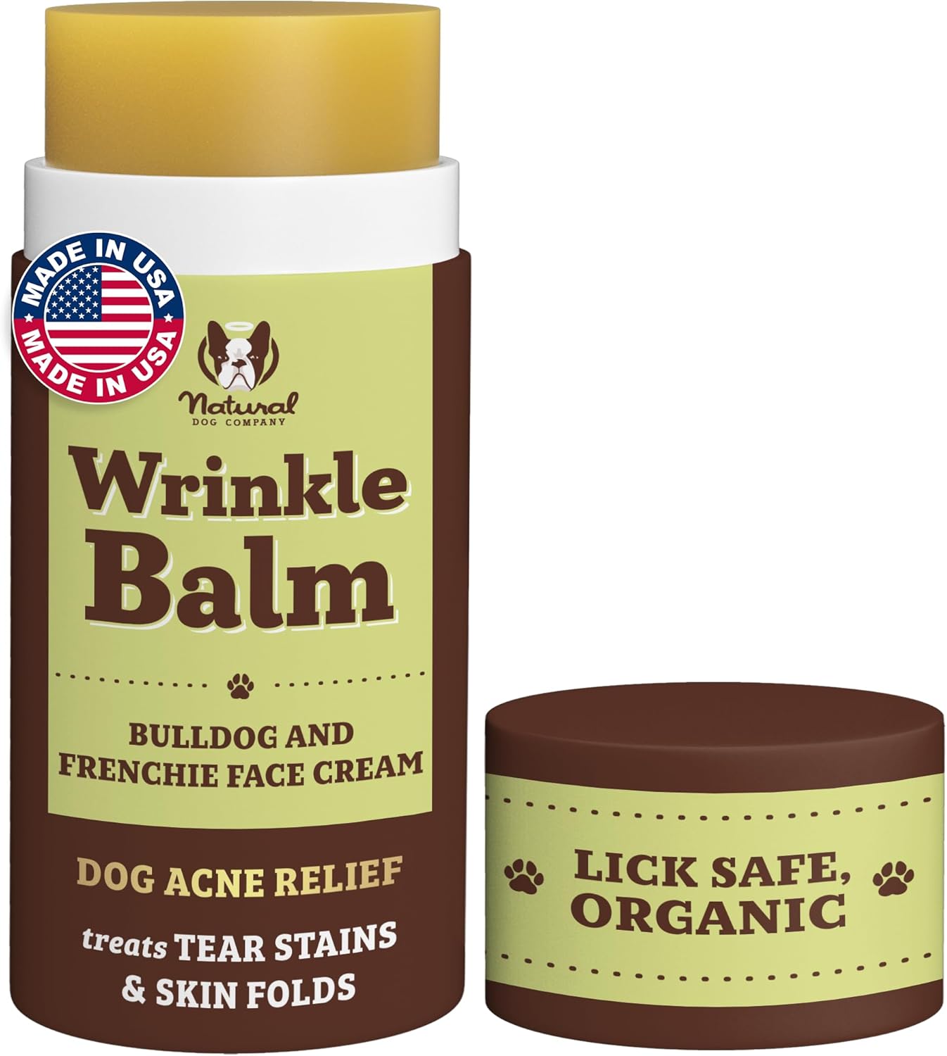 Natural Dog Company Wrinkle Balm – Lick-Safe Skin Care for Dogs, 2 oz Stick