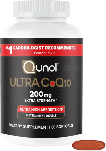 Qunol CoQ10 200 mg Softgels – Ultra High Absorption Coenzyme Q10, 60 Count
