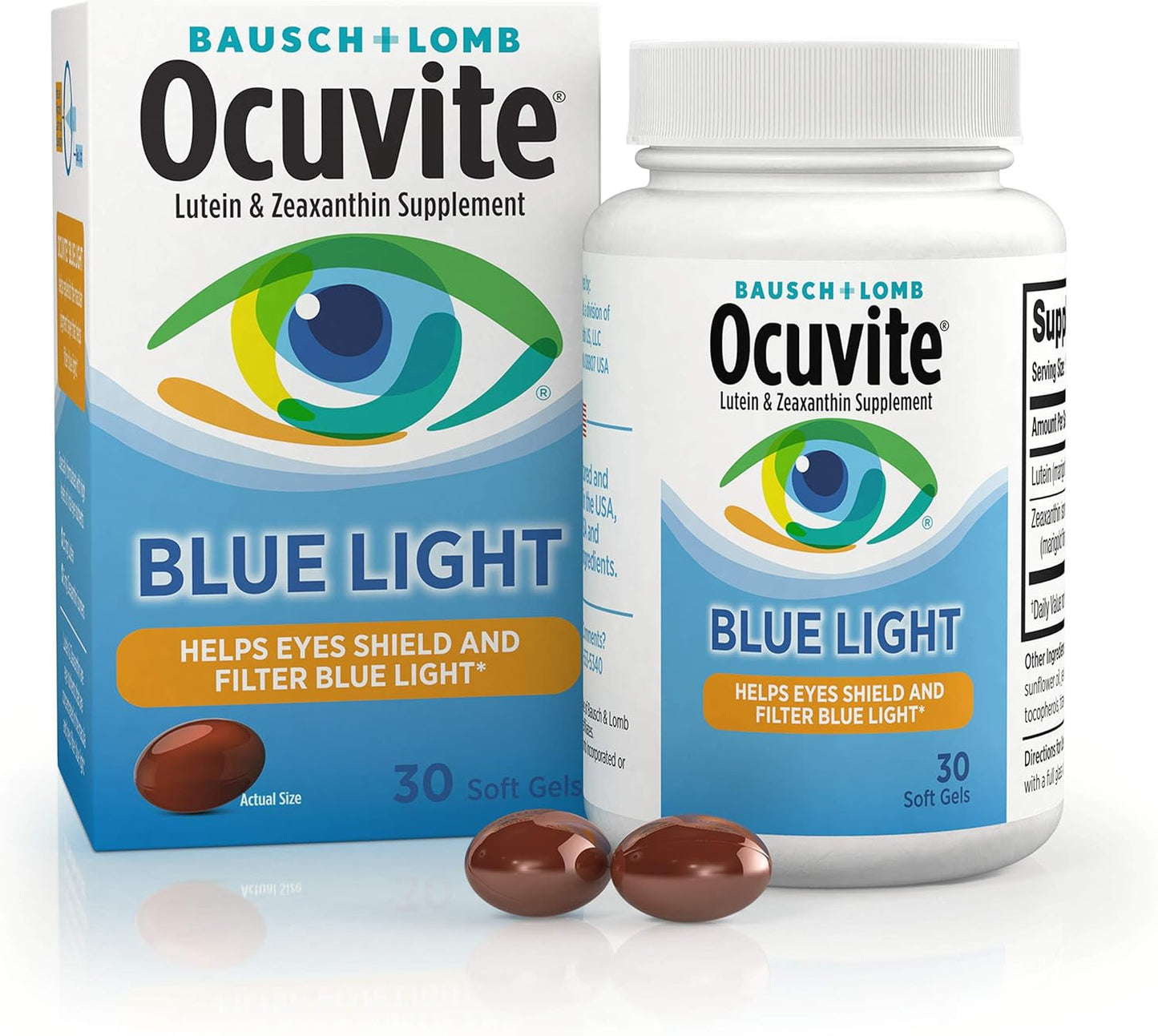 Ocuvite Blue Light Eye Vitamin – Lutein & Zeaxanthin Vision Support Supplement, 30 Softgels