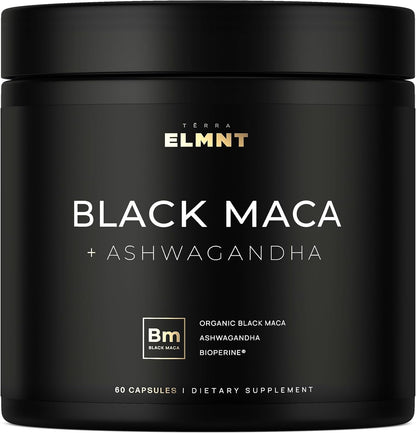Organic Black Maca Root 40,000mg 40:1 Extract with Ashwagandha – Gelatinized Maca Peruana, High Potency, Capsules