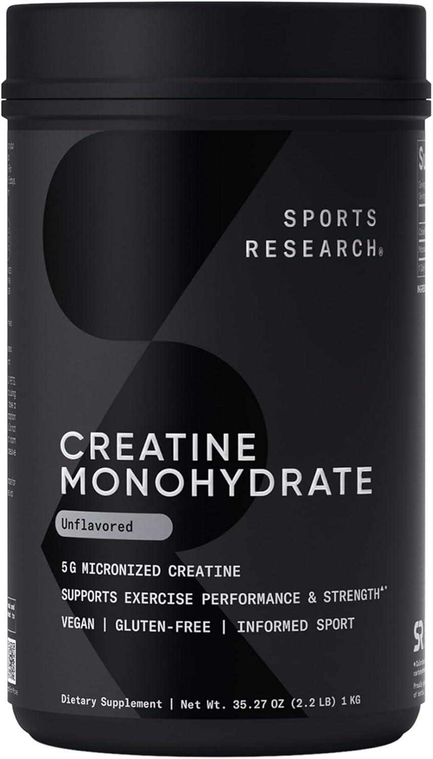 Sports Research Creatine Monohydrate Powder – 5 g Micronized Creatine, 35.27 oz