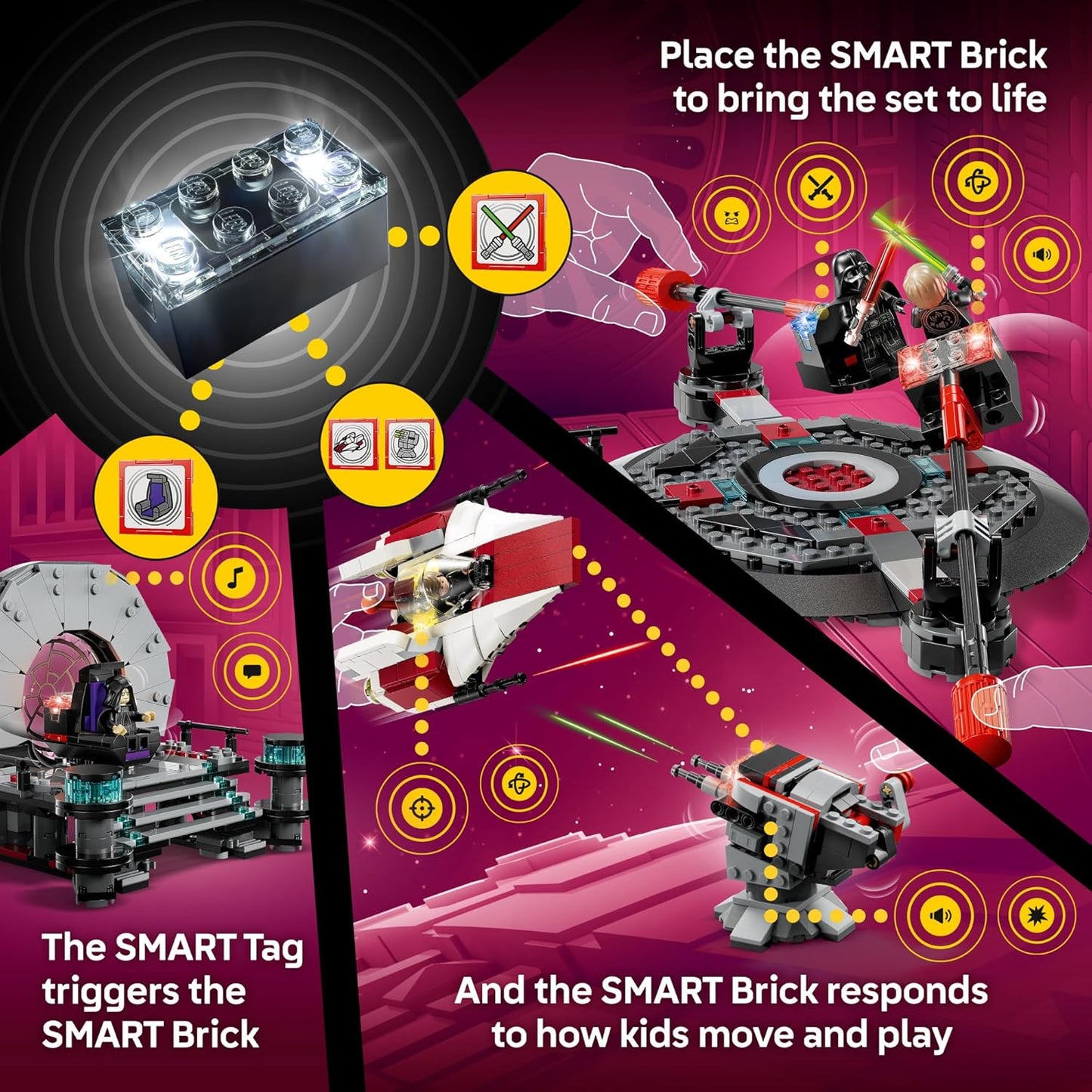 LEGO Star Wars SMART Play Throne Room Duel & A-Wing Set – Interactive SMART Brick Toy for Kids 9+, Gift for Boys & Girls – 75427