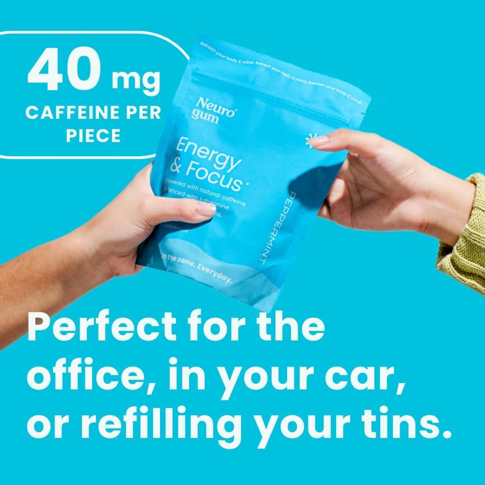 Neuro Energy & Focus Bundle – Peppermint Gum (90ct) + Mints (90ct), Natural Caffeine, L-Theanine & B Vitamins, Sugar-Free