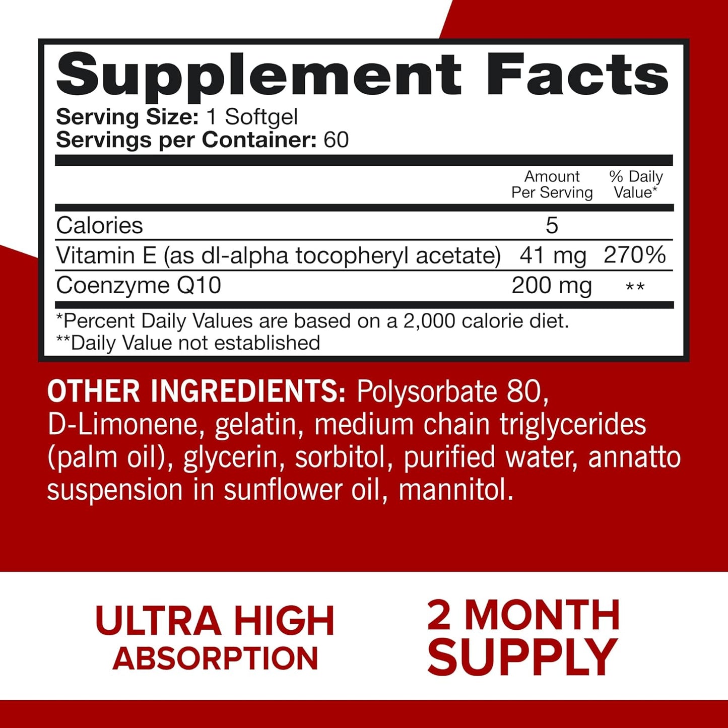Qunol CoQ10 200 mg Softgels – Ultra High Absorption Coenzyme Q10, 60 Count