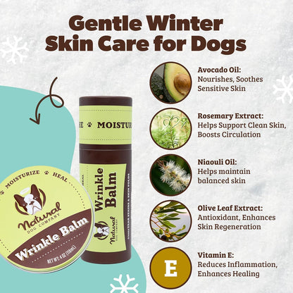 Natural Dog Company Wrinkle Balm – Lick-Safe Skin Care for Dogs, 2 oz Stick