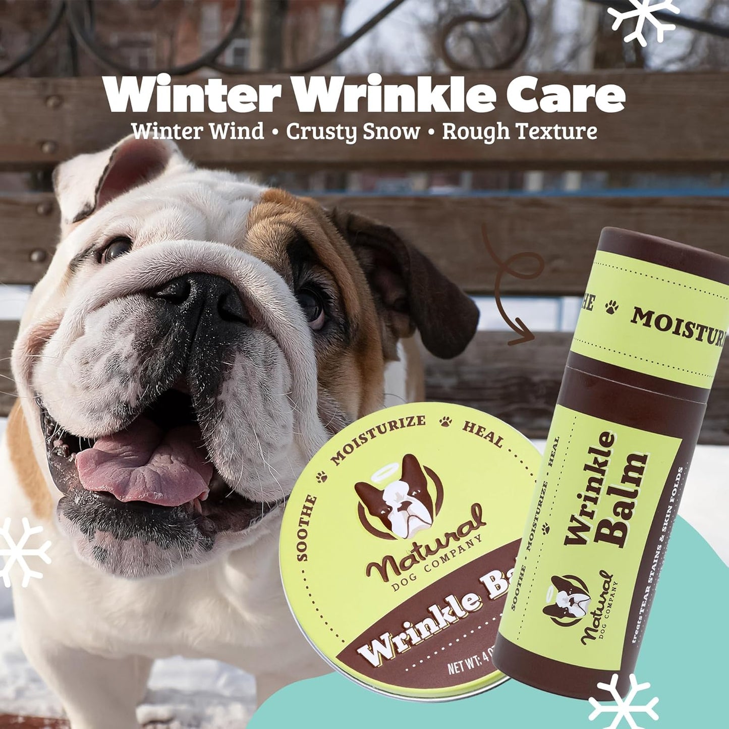 Natural Dog Company Wrinkle Balm – Lick-Safe Skin Care for Dogs, 2 oz Stick