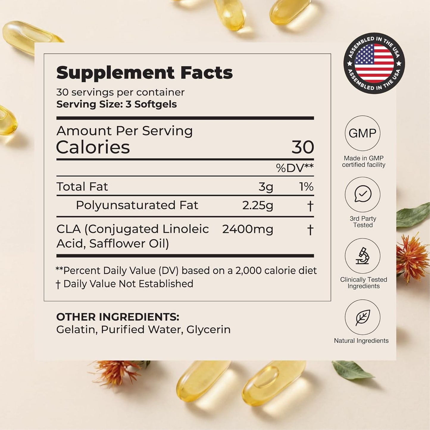 UNALTERED CLA 90 Softgel Capsules – Metabolism & Fitness Support Supplement for Men