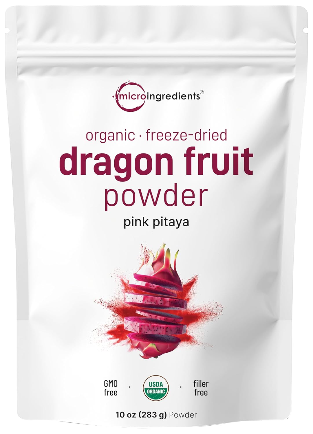 Organic Dragon Fruit Powder 10oz – 100% Natural Fruit Powder for Drinks & Smoothies
