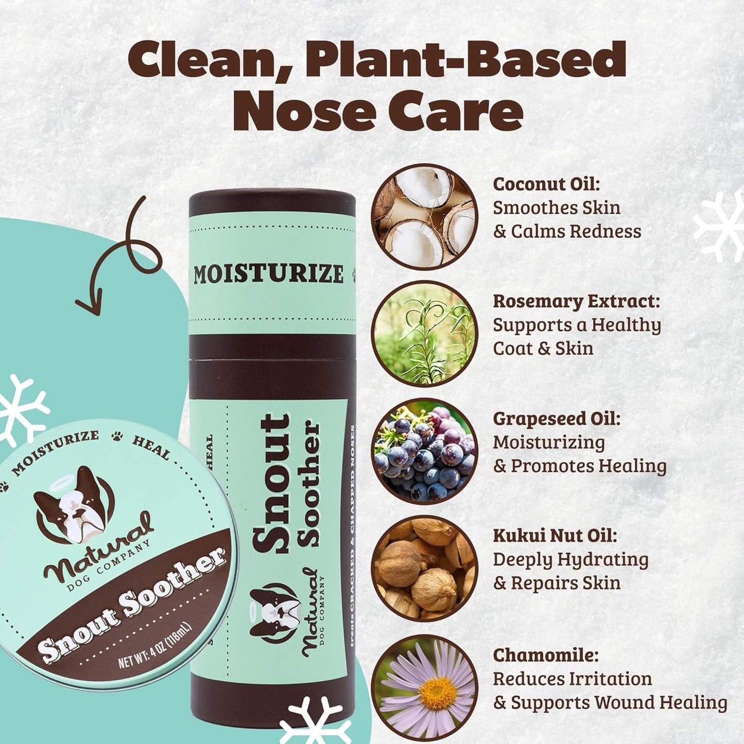 Natural Dog Company Snout Soother Balm – Dog Nose Balm with Coconut Oil & Shea Butter, 2 oz Stick