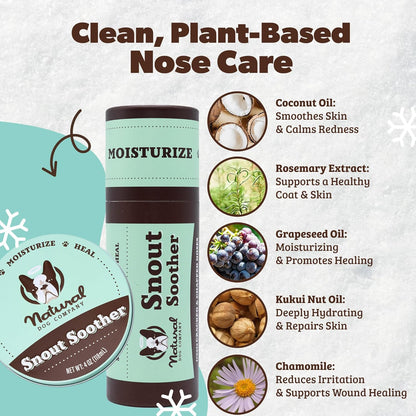 Natural Dog Company Snout Soother Balm – Dog Nose Balm with Coconut Oil & Shea Butter, 2 oz Stick