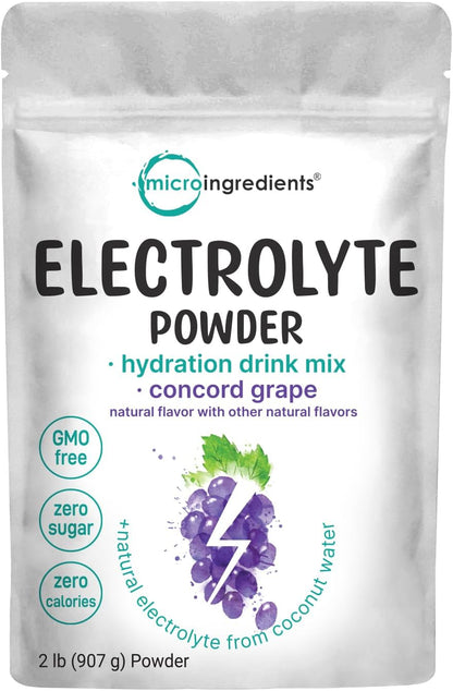 Micro Ingredients Hydration Electrolyte Powder, 2 lb (139 Servings) | Concord Grape Flavor