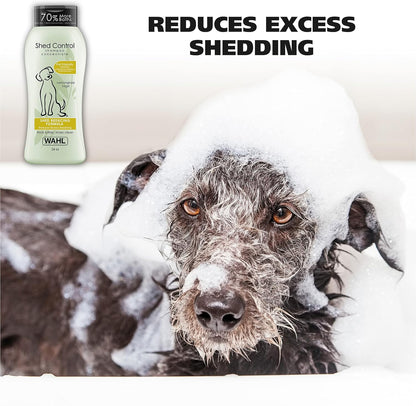 Wahl USA Shed Control Dog Shampoo – Lemongrass & Sage Scent, Oatmeal & Aloe, 24 Oz  Safe Description: