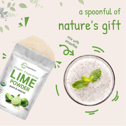 Organic Freeze-Dried Lime Powder 1.5lb – Raw Lime Juice Flavor, Sugar-Free Drink Mix, Rich in Vitamin C