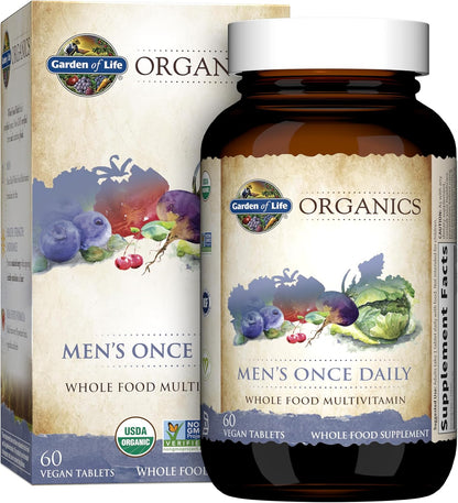 Garden of Life Once Daily Whole Food Multivitamin for Men – Organic Vitamins & Minerals with Vitamin C & Zinc, Vegan, 60 Tablets