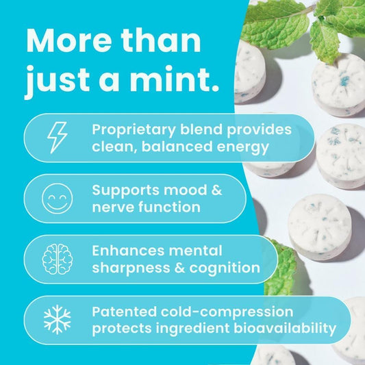 Neuro Energy & Focus Mints – Sugar-Free with 40mg Natural Caffeine, L-Theanine & B Vitamins, Vegan Peppermint, 72 Count