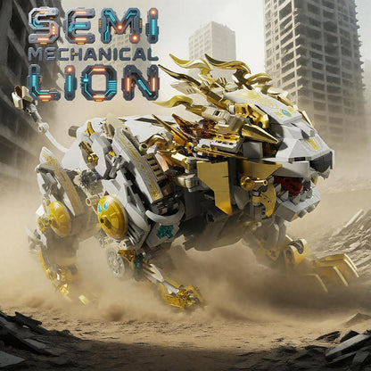 Mechanical Lion Building Block Toy Set Futuristic Mechanical Beast Model with Movable Parts & Gears Premium Mechanical Building Kit with Display Stand and Motor Ideal Gift for Boys & Adults
