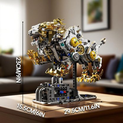 Mechanical Lion Building Block Toy Set Futuristic Mechanical Beast Model with Movable Parts & Gears Premium Mechanical Building Kit with Display Stand and Motor Ideal Gift for Boys & Adults