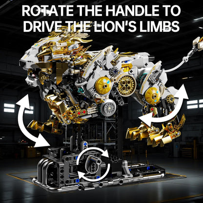 Mechanical Lion Building Block Toy Set Futuristic Mechanical Beast Model with Movable Parts & Gears Premium Mechanical Building Kit with Display Stand and Motor Ideal Gift for Boys & Adults