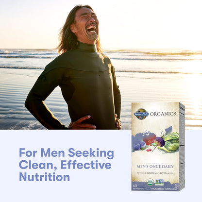 Garden of Life Once Daily Whole Food Multivitamin for Men – Organic Vitamins & Minerals with Vitamin C & Zinc, Vegan, 60 Tablets