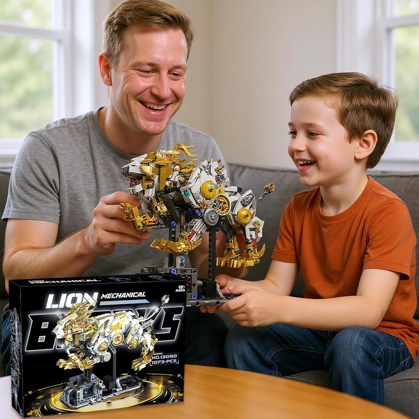 Mechanical Lion Building Block Toy Set Futuristic Mechanical Beast Model with Movable Parts & Gears Premium Mechanical Building Kit with Display Stand and Motor Ideal Gift for Boys & Adults