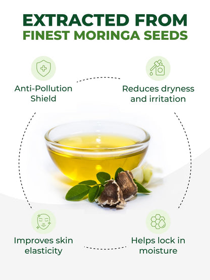 Organic Moringa Seed Oil 2 oz – 100% Pure Cold Pressed Unrefined Moringa Oleifera Oil for Skin & Hair, Food Grade