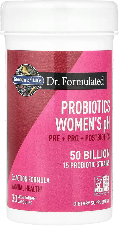 Garden of Life Dr. Formulated Once Daily 3-in-1 Pre + Pro + Postbiotics for Women – Digestive & Immune Support, 30 Capsules