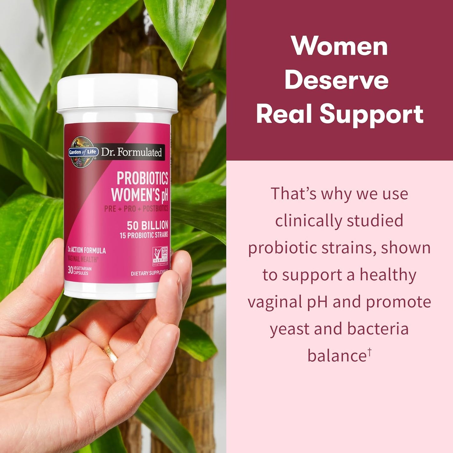 Garden of Life Dr. Formulated Once Daily 3-in-1 Pre + Pro + Postbiotics for Women – Digestive & Immune Support, 30 Capsules