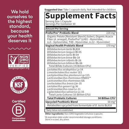 Garden of Life Dr. Formulated Once Daily 3-in-1 Pre + Pro + Postbiotics for Women – Digestive & Immune Support, 30 Capsules