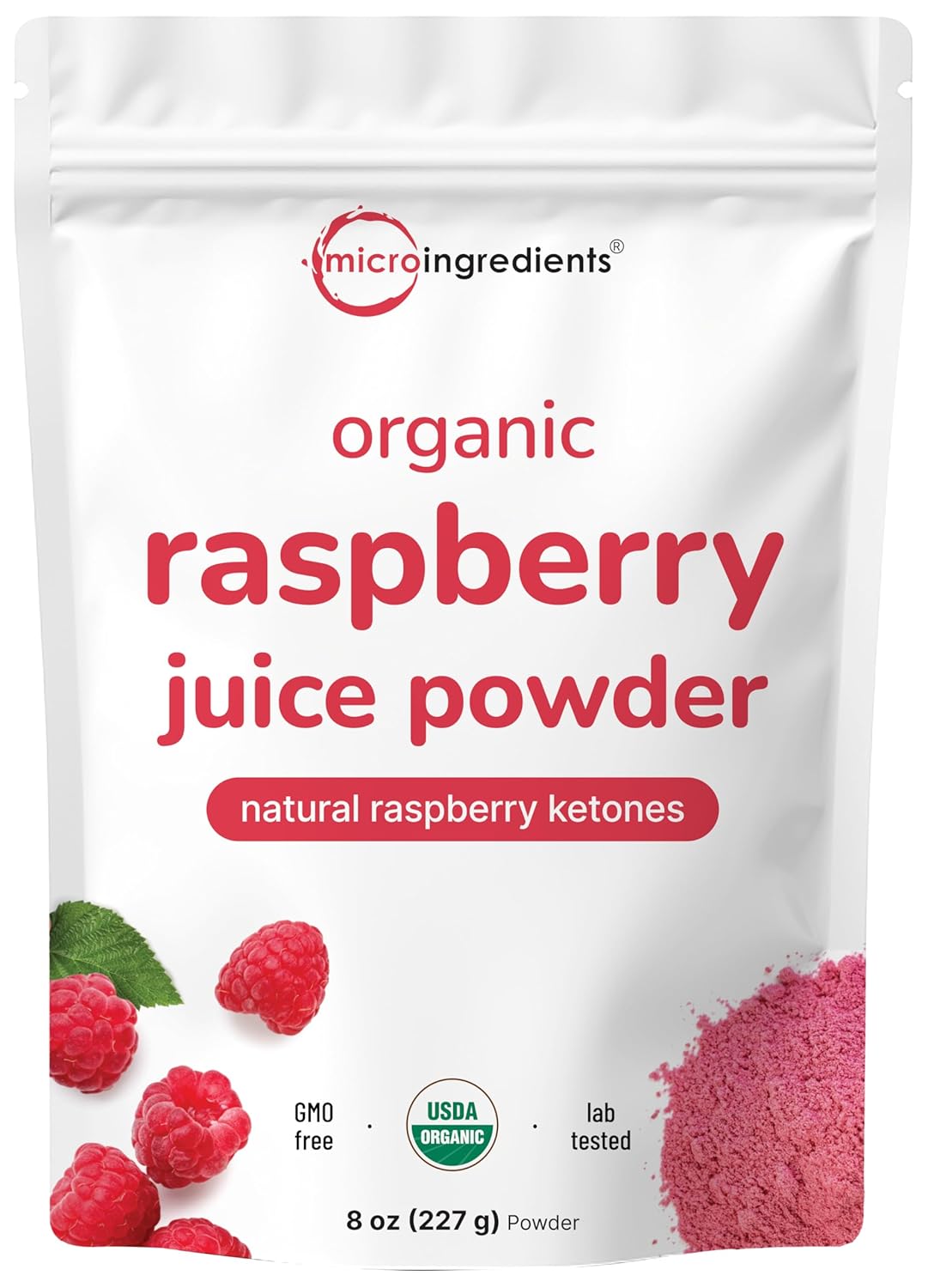 Organic Raspberry Juice Powder 8oz – 100% Natural Freeze-Dried Fruit Powder for Drinks & Smoothies
