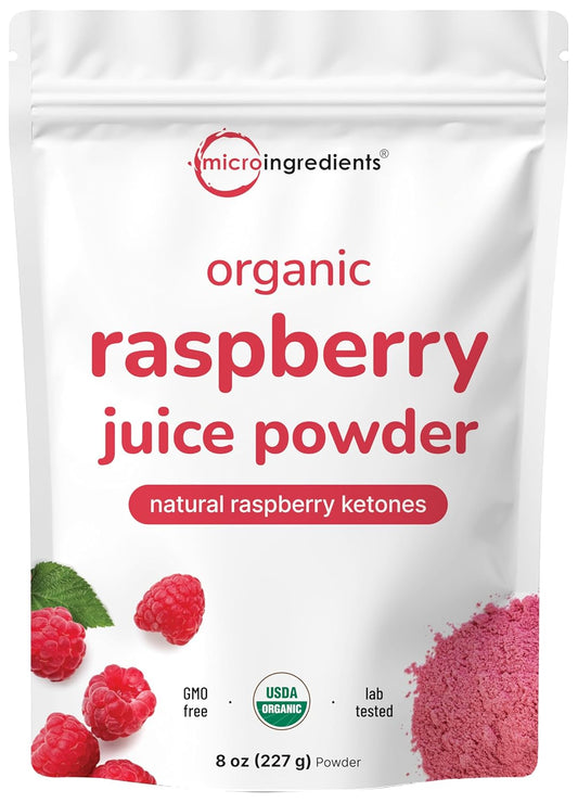 Organic Raspberry Juice Powder 8oz – 100% Natural Freeze-Dried Fruit Powder for Drinks & Smoothies