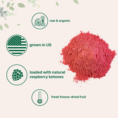Organic Raspberry Juice Powder 8oz – 100% Natural Freeze-Dried Fruit Powder for Drinks & Smoothies
