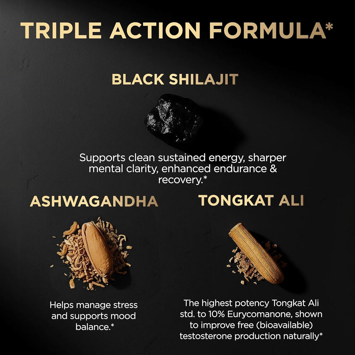 Black Shilajit 103,800mg 100x Strength with Ashwagandha & Tongkat Ali – 60% Fulvic Acid, Energy & Stamina Support, Capsules