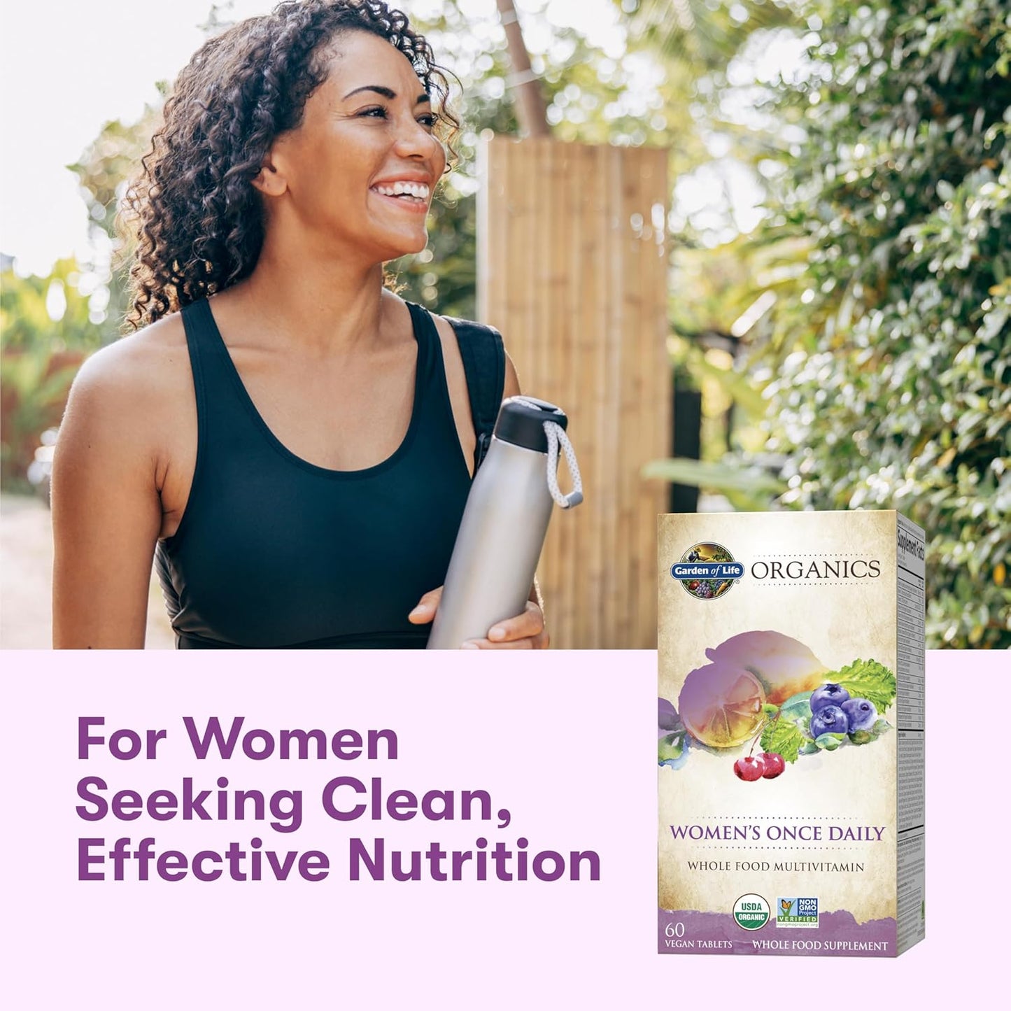 Garden of Life Organics Multivitamin for Women – Once Daily Whole Food Multi with Iron & Biotin, Vegan, 60 Tablets